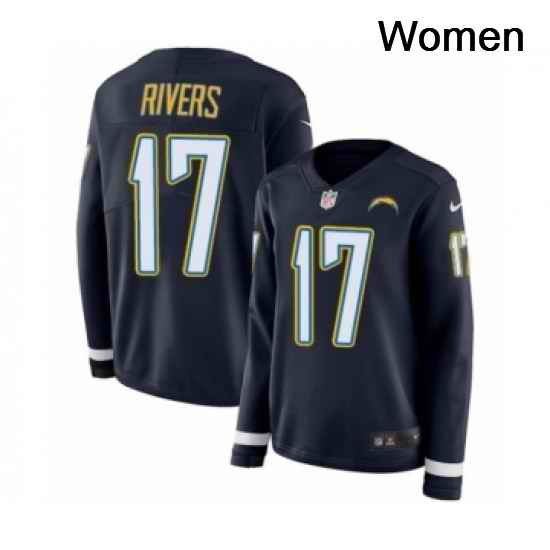Womens Nike Los Angeles Chargers 17 Philip Rivers Limited Navy Blue Therma Long Sleeve NFL Jersey